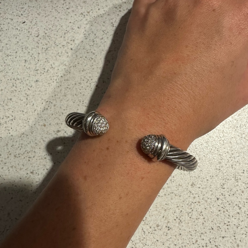 David Yurman Cable Classics Bracelet in Sterling Silver with Pavé Diamond Domes